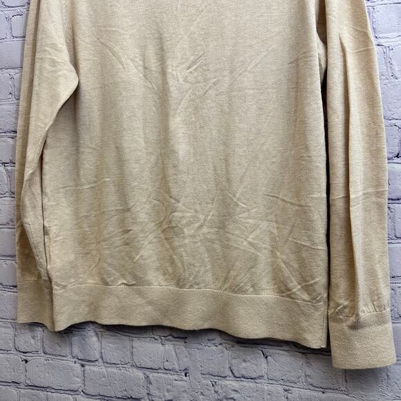Quince Women's V-Neck Sweater Organic Cotton Cashmere Medium Beige Soft - Picture 6 of 7